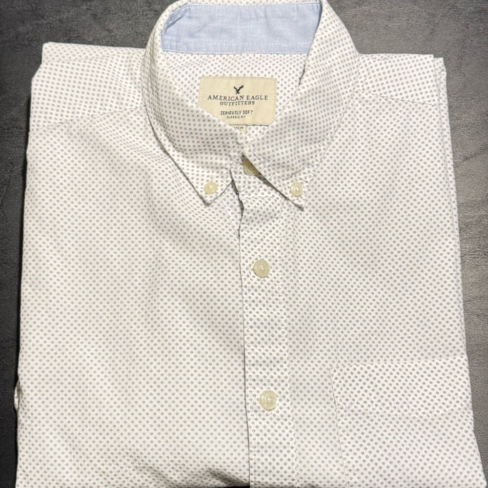 American Eagle Outfitters seriously soft White Casual Button Down Shirt